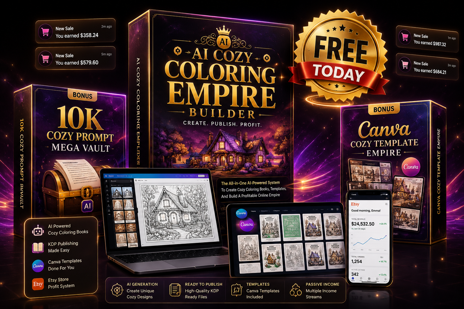 AI Cozy Coloring Empire Builder product mockup